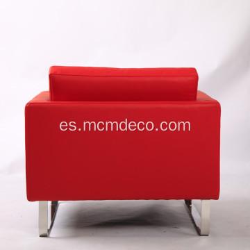 Silla de sofá de cuero genuino rojo